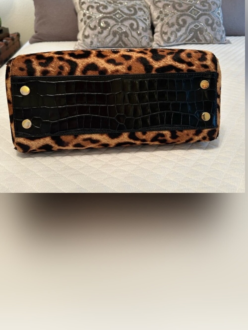 Michael Kors Leopard Print Satchel with Black Trim and Gold Hardware - Picture 6 of 11